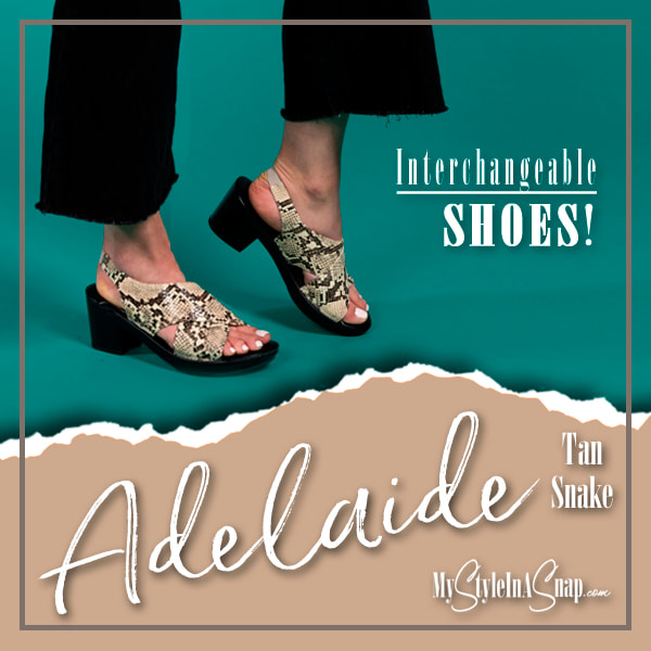 Adelaide Tan Snake Slingback Sandals - Interchangeable Shoes