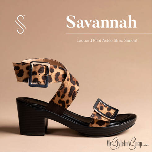 Savannah Leopard Print Ankle Strap Sandals - INTERCHANGEABLE Shoes!