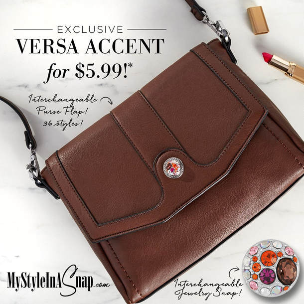 VERSA Handbag: Brown Snap Accent Exclusive - MY STYLE IN A SNAP