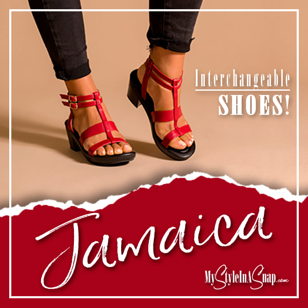 Jamaica Red Ankle Strap Sandals are INTERCHANGEABLE!
