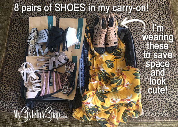 8 pairs of shoes in my carry-on!