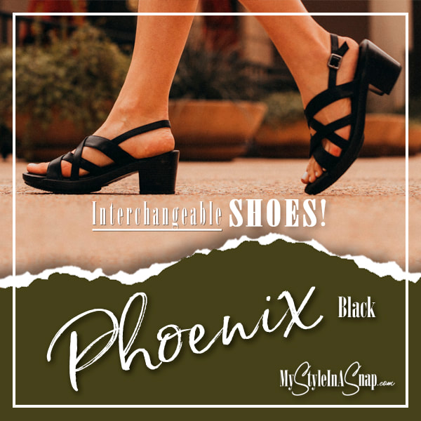 Phoenix Black Cross Strap Sandals - INTERCHANGEABLE Shoes!