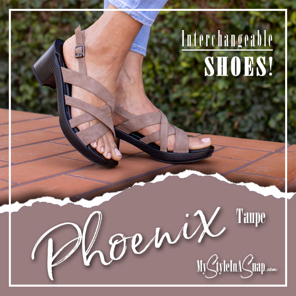 Phoenix Taupe Cross Strap Sandals - INTERCHANGEABLE Shoes!