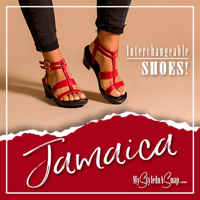 Jamaica Red Ankle Strap Sandals INTERCHANGEABLE Shoes