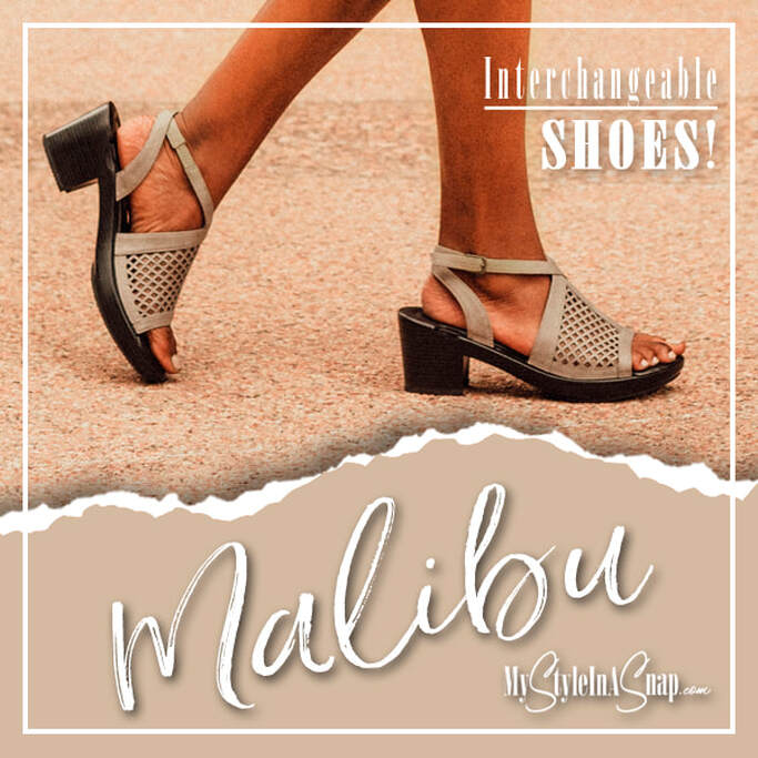 Malibu Gray Laser Cut Ankle Strap Sandals - Interchangeable Shoes!